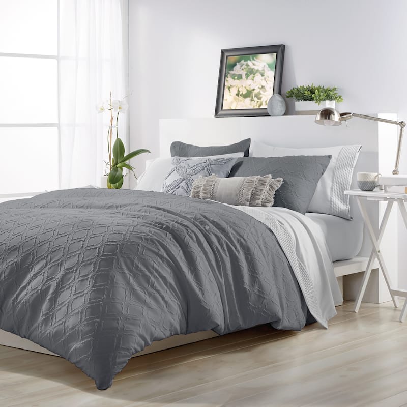 Microsculpt Solid Ogee 3-piece Comforter Set