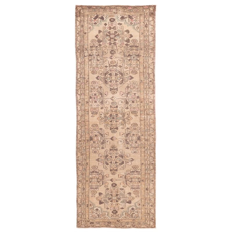 ECARPETGALLERY Hand-knotted Antalya Vintage Tan Wool Rug - 3'2 x 9'6