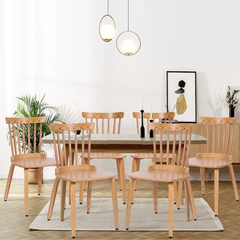 Solid Wood Spindle Back Windsor Dining Chairs, Set of 2 - 17.44" (W) x 19.7" (D) x 33.1" (H)