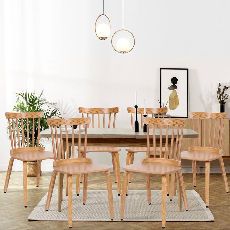 Solid Wood Slat Back Windsor Dining Chairs, Set of 2/4