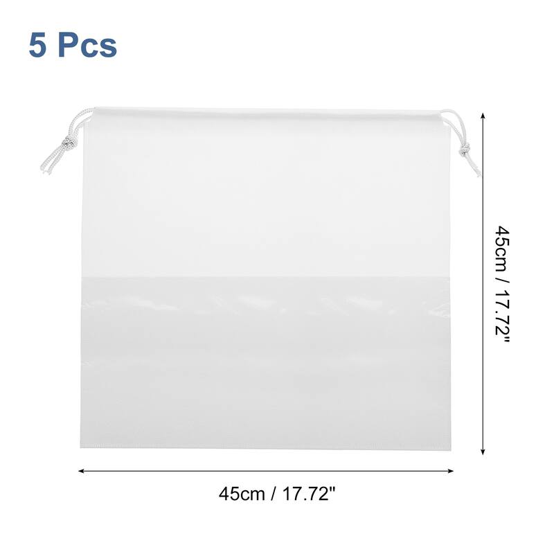5 Pcs Dust Cover Shoe Bags, Drawstring Travel Pouch Bag - White - 17.72 Inch