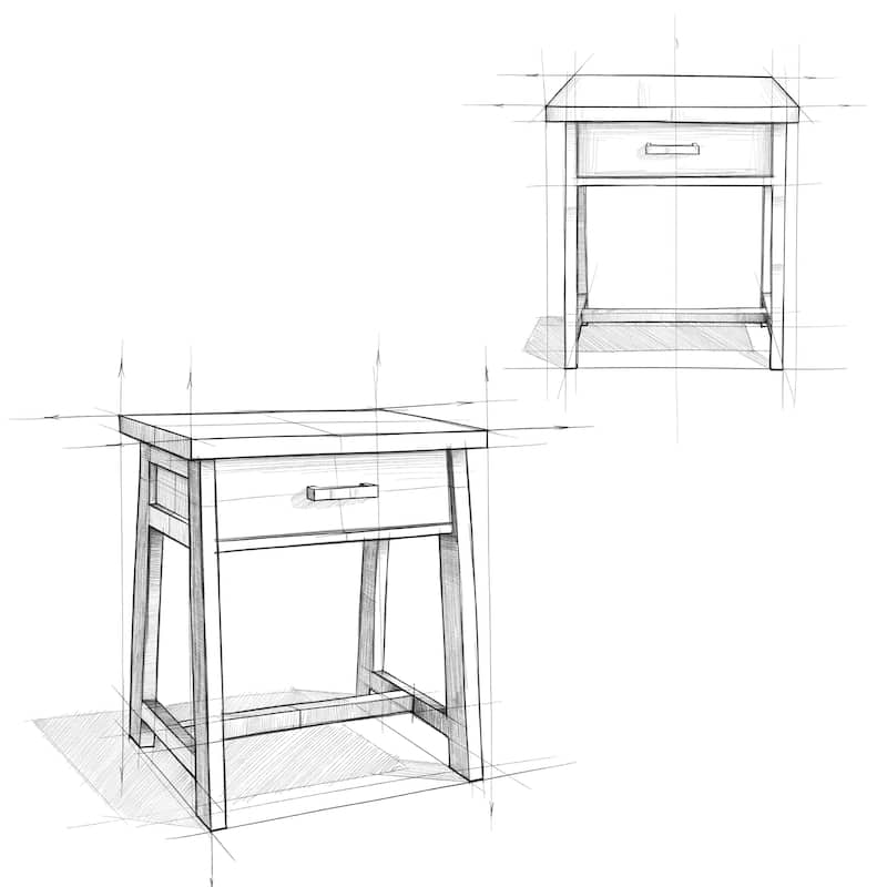 WYNDENHALL Hawkins SOLID WOOD 24 inch Wide Modern Industrial Bedside Nightstand Table