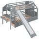 preview thumbnail 7 of 22, Twin over Twin Bunk Bed with Storage Staircase, Slide, and Multifunctional Desk with Drawers and Shelves