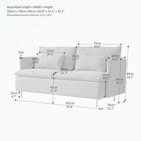 Modern Upholstered Loveseat Sofa,Cotton Linen
