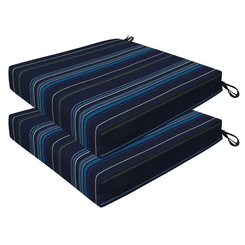 Outdoor Premium Dining Seat Cushion (2-Pack) - 20" wide x 20" deep x 4" thick - Sunbrella Stanton Lagoon
