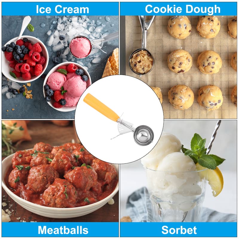 1.6 Ounce Ice Cream Scoop with Trigger, Portion Cookie Scoop, Yellow