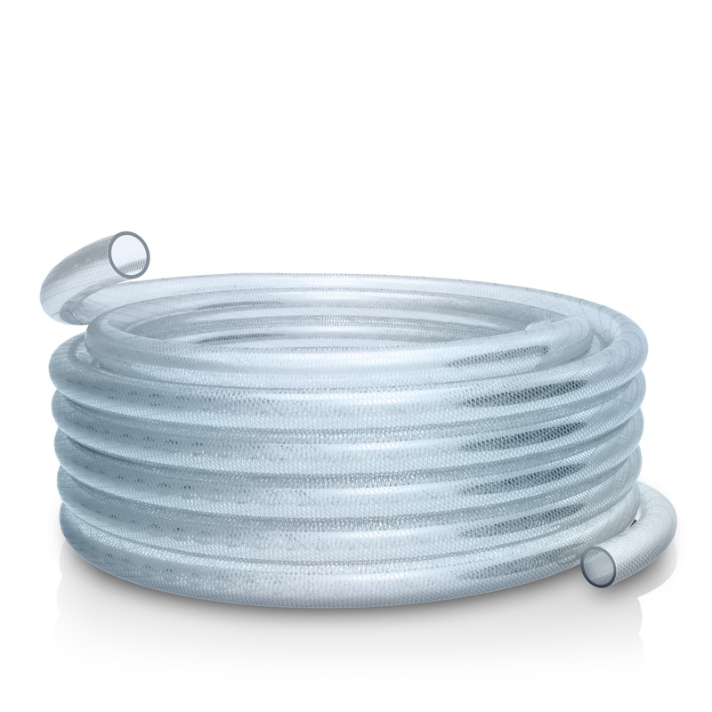 Alpine Corporation 100 Ft. Braided PVC Tubing with Inside Diameter for Ponds and Fountains, Clear