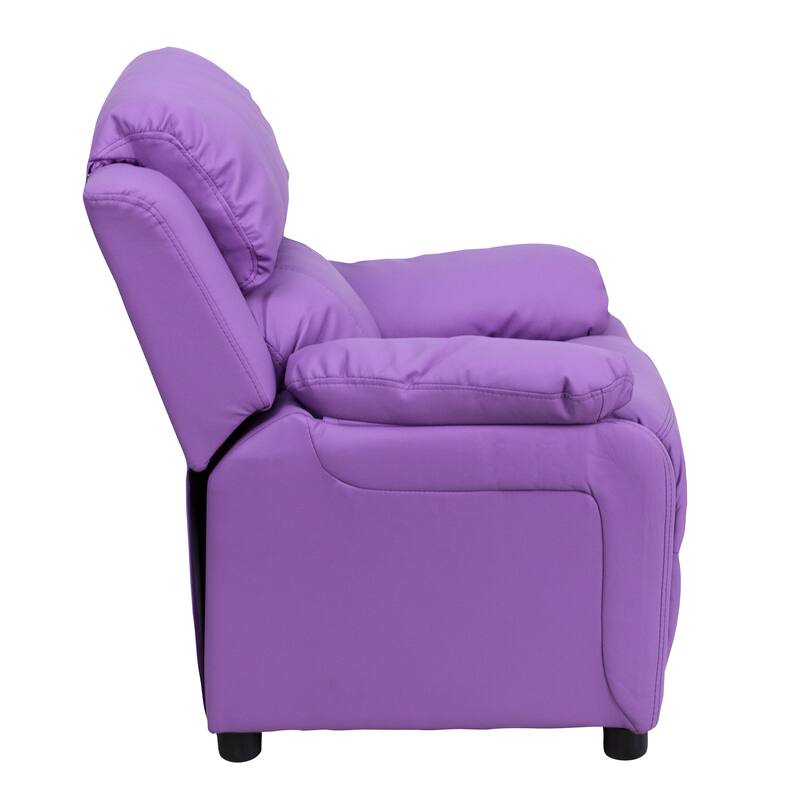 Deluxe Padded Contemporary Kids Recliner with Storage Arms
