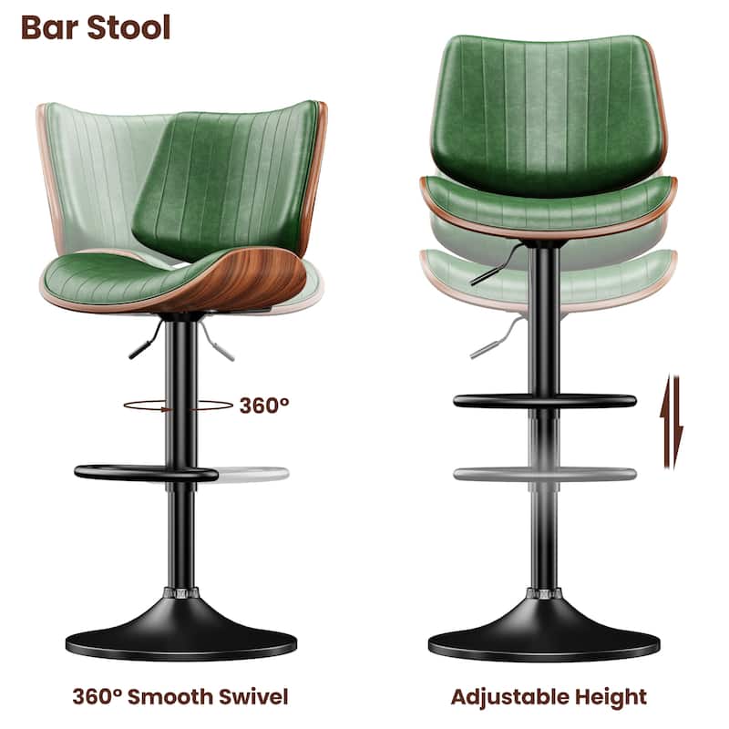 Swivel Adjustable Height Counter Stools, Bar Stools with Backs - 20" W X 18"D X 24-33" H