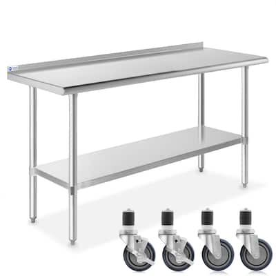 60 x 24in NSF Stainless Steel Table with 4 Casters