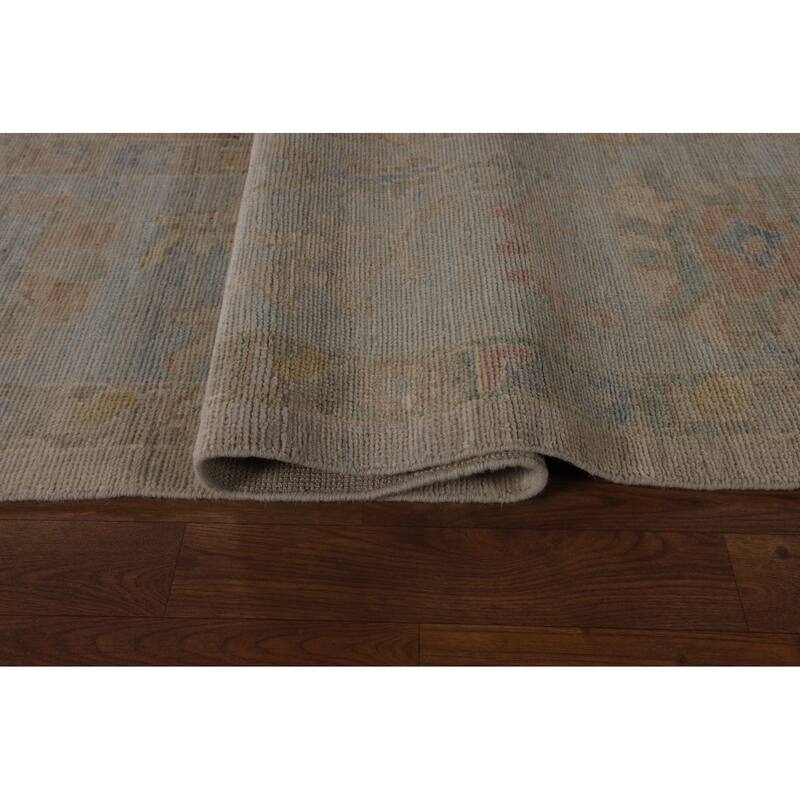 Vegetable Dye Oushak Turkish Rug Hand-Knotted Dining Room Wool Carpet - 9'0"x 12'1"