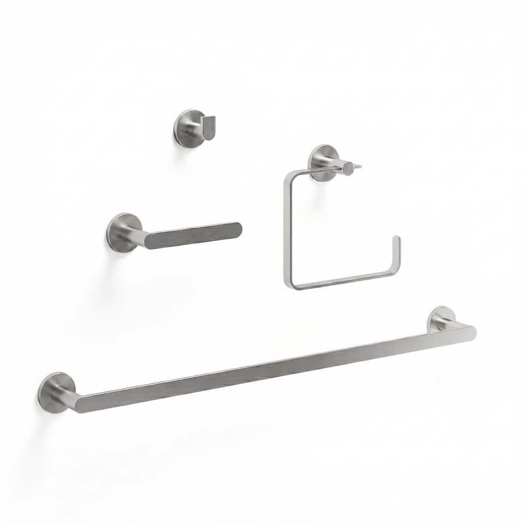 VIGO Arden 4-Piece Bathroom Hardware Accessory Set with 24 in. Towel Bar, Toilet Paper Holder, Hand Towel Holder, Hook