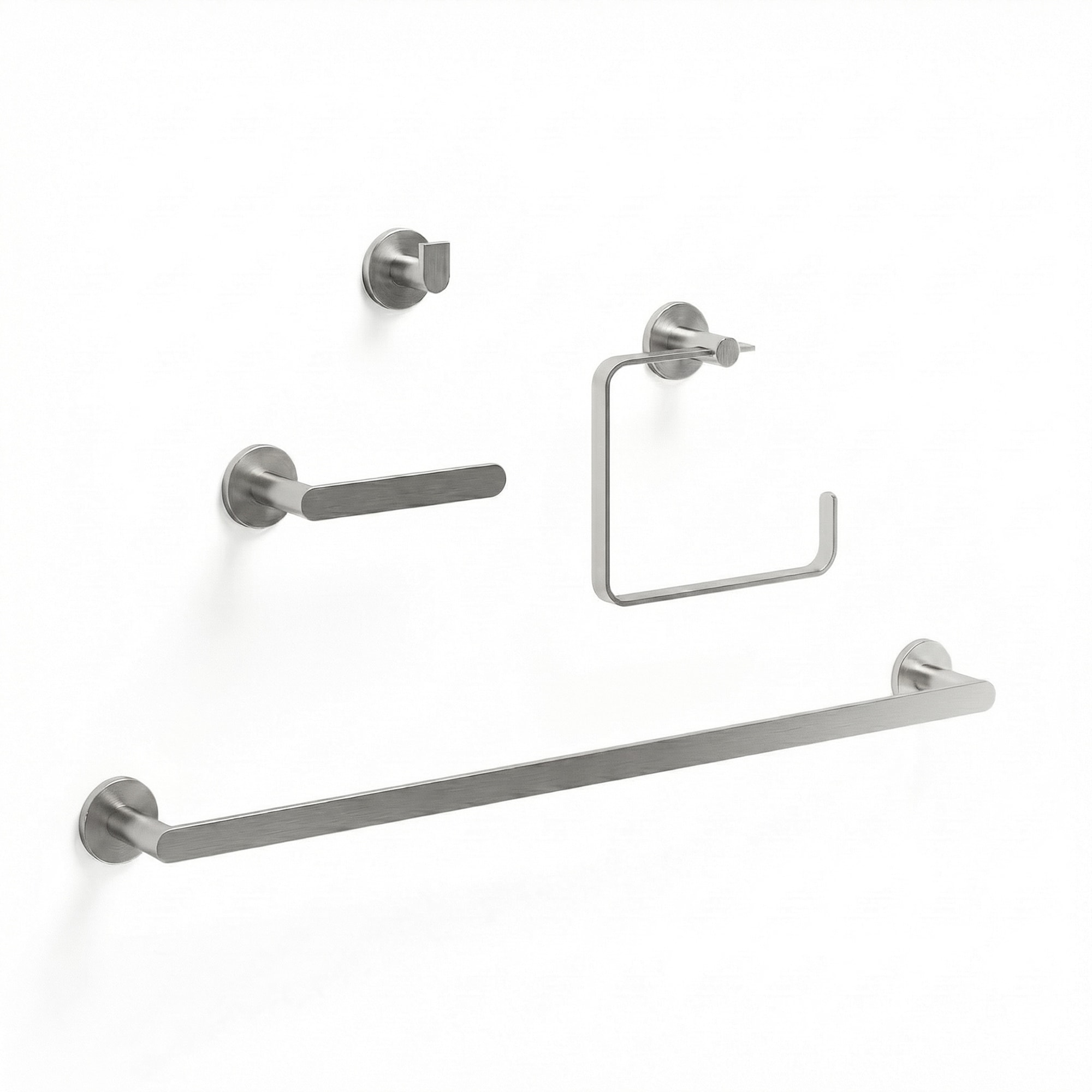 VIGO Arden 4-Piece Bathroom Hardware Accessory Set with 24 in. Towel Bar, Toilet Paper Holder, Hand Towel Holder, Hook