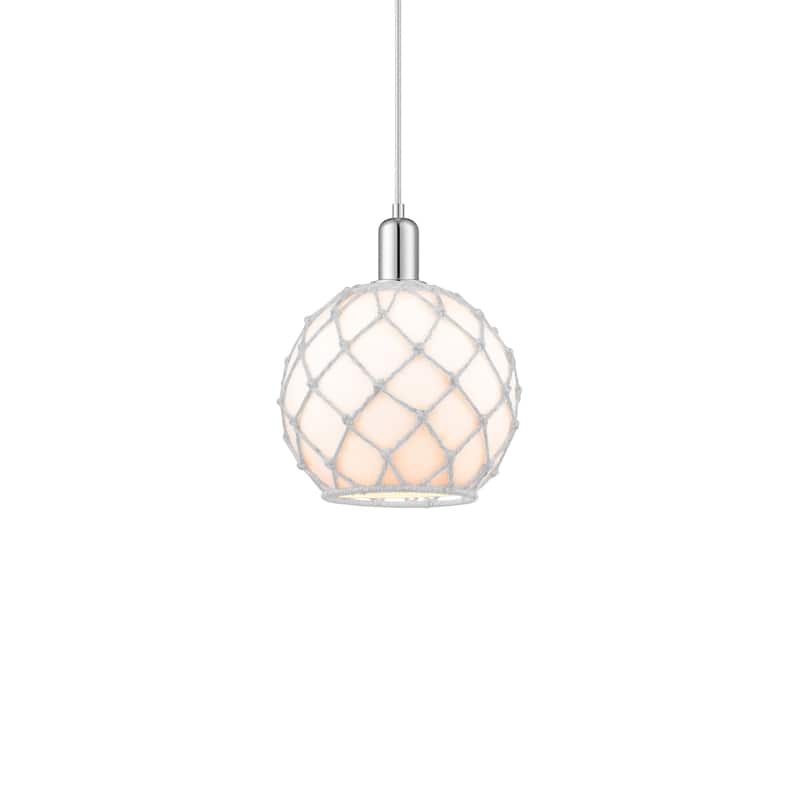 Innovations Lighting 716-1P-13-10 Farmhouse Rope Pendant Farmhouse - Polished Chrome / White Glass with White Rope
