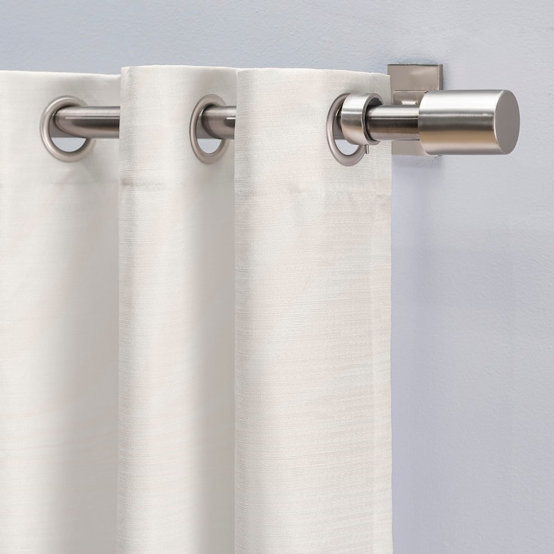 Premium Grasscloth Soft Sheen Grommet Short Curtain Panel w/ Pull Wand