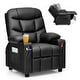 preview thumbnail 1 of 46, Costway Kids Youth Recliner Chair PU Leather w/Cup Holders & Side Black