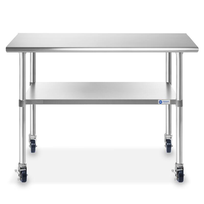 48 x 24in NSF Stainless Steel Prep Table with Casters