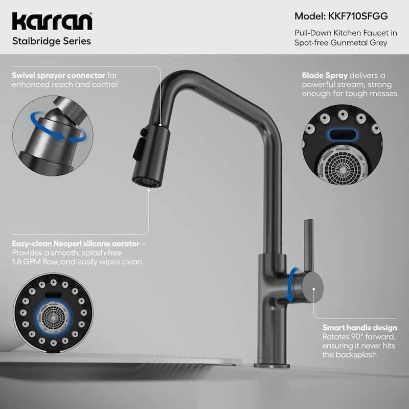 Karran Stalbridge Single Handle Pull-Down Sprayer Kitchen Faucet