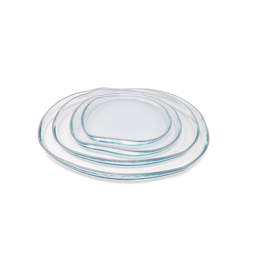 Set of 4 Organic Shaped Plates with Silver Sides