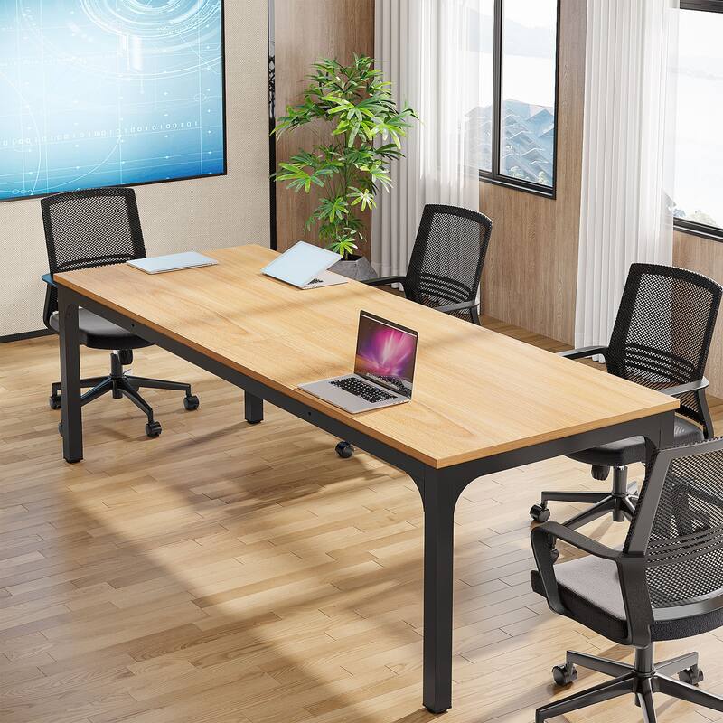 Long Conference Table Set of 4, 13FT Large Rectangle Meeting Seminar Table, 78.74-Inch Business Tables