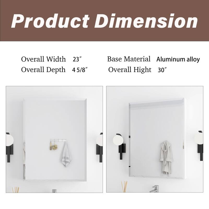 Rectangular Aluminum Medicine Cabinet with Mirror