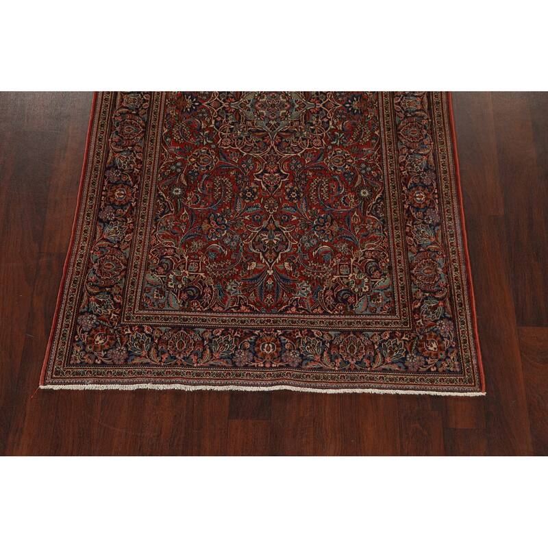 Antique Vegetable Dye Kashan Dabir Persian Wool Area Rug Handmade - 4'1" x 6'10"