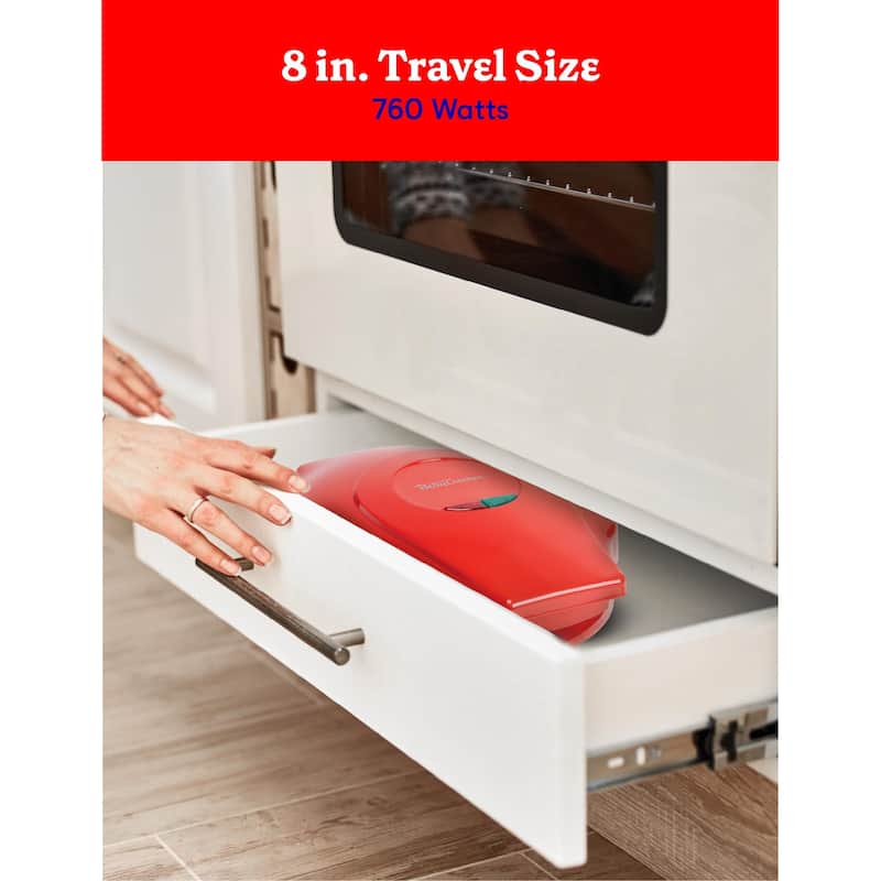 Betty Crocker 8" Travel Pizza Maker Plus, Indoor Electric Grill With Insulated Travel Bag
