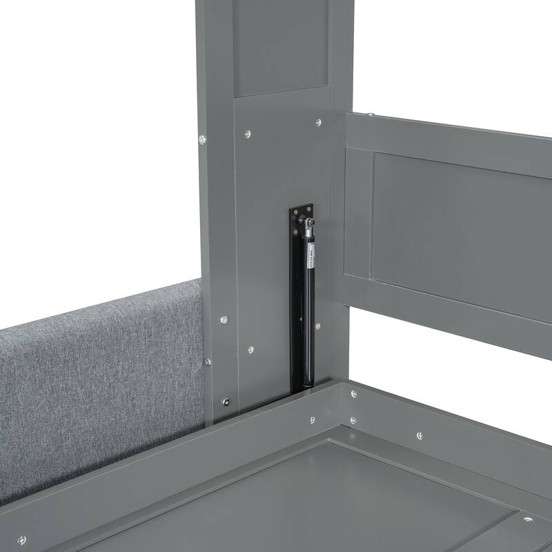 Full Size Wall Bed with Sofa, Gray, Space-Saving Design