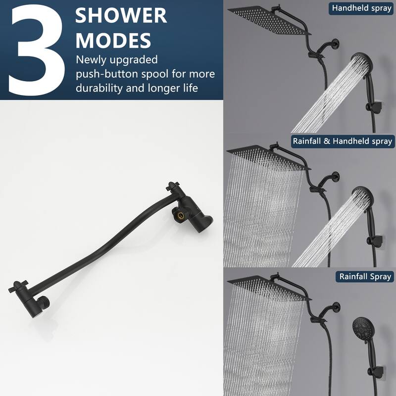 11.6-inch Stainless Steel 360 Degree Rotation and Adjustable Height Fixed Shower Head - 11.6-inch *11.6-inch
