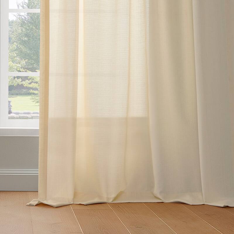 Exclusive Fabrics Rustic Linen Weave Light Filtering Curtains for Bedroom & Living Room Curtains - 2 Panel Drapes
