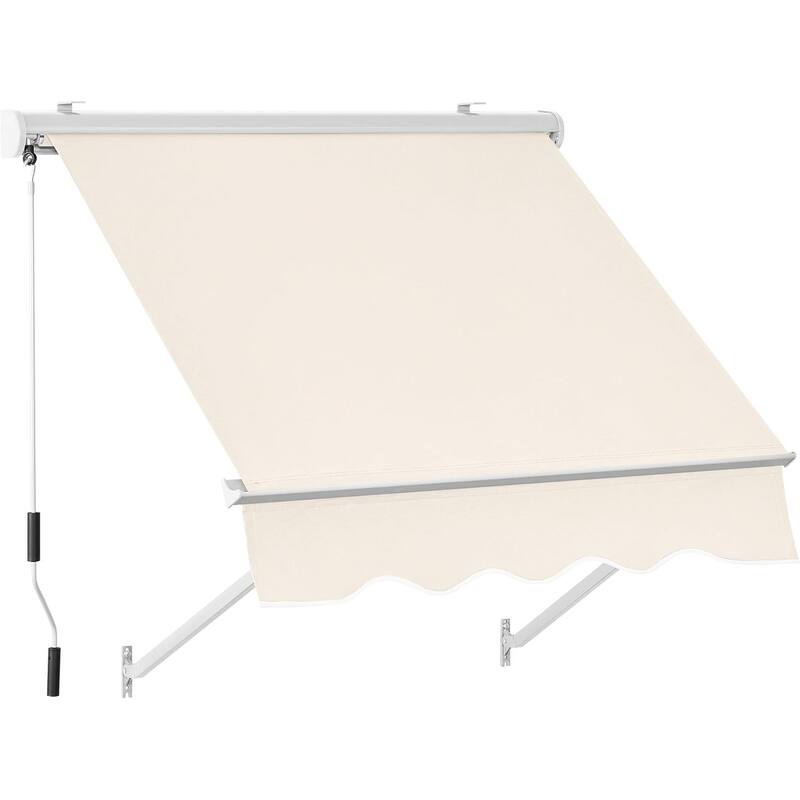 MCombo Patio Window Awnings 50''x55'', Fully Assembled Manual Retractable Sunshade Canopy
