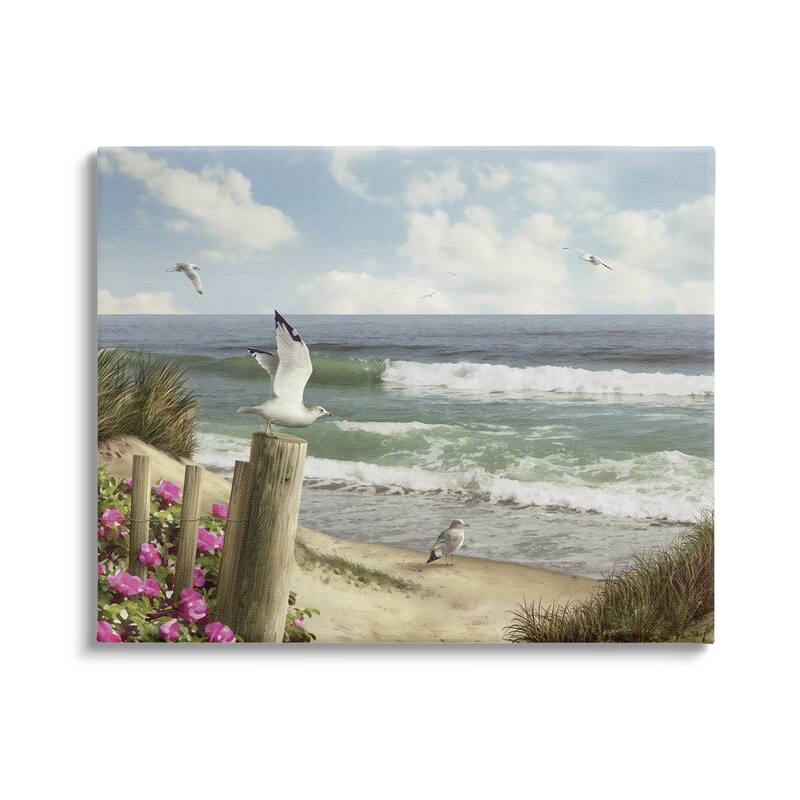 Stupell Endless Seas Beach Seagulls Canvas Wall Art by Alan Giana - 40 x 30