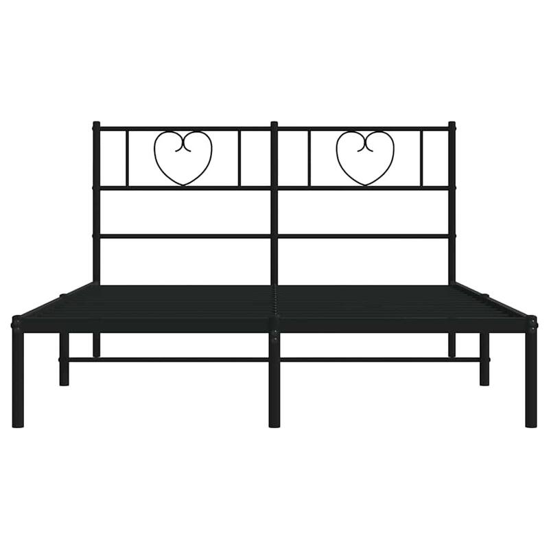 vidaXL Queen Metal Bed Frame with Headboard, Black, No Mattress - 81.5" x 61.4" x 35.4"
