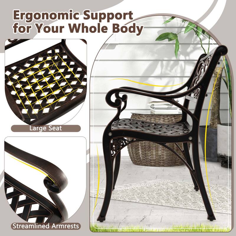 Costway 2/4 PCS Cast Aluminum Patio Chairs Set of 2 Outdoor Dining - See Details