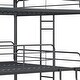 preview thumbnail 5 of 7, Black Full over Full Size Metal Triple Bunk Bed with Ladder & Fence