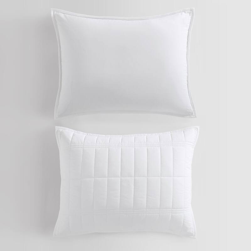 Calvin Klein Washed Percale Cotton Reversible Quilt Set