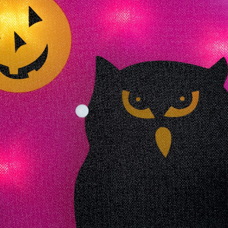 Lighted Owl and Jack O' Lantern Halloween Window Decoration - 13.75"