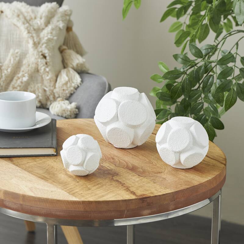 Gold or White Resin Decorative Orbs & Vase Filler with Varying Sizes (Set of 3) - White