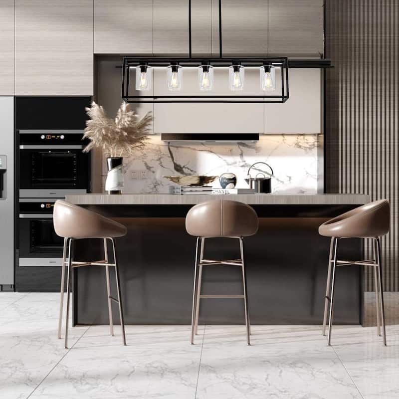 Luxury Industrial Chic Island/Linear Chandelier with Modern Farmhouse Style