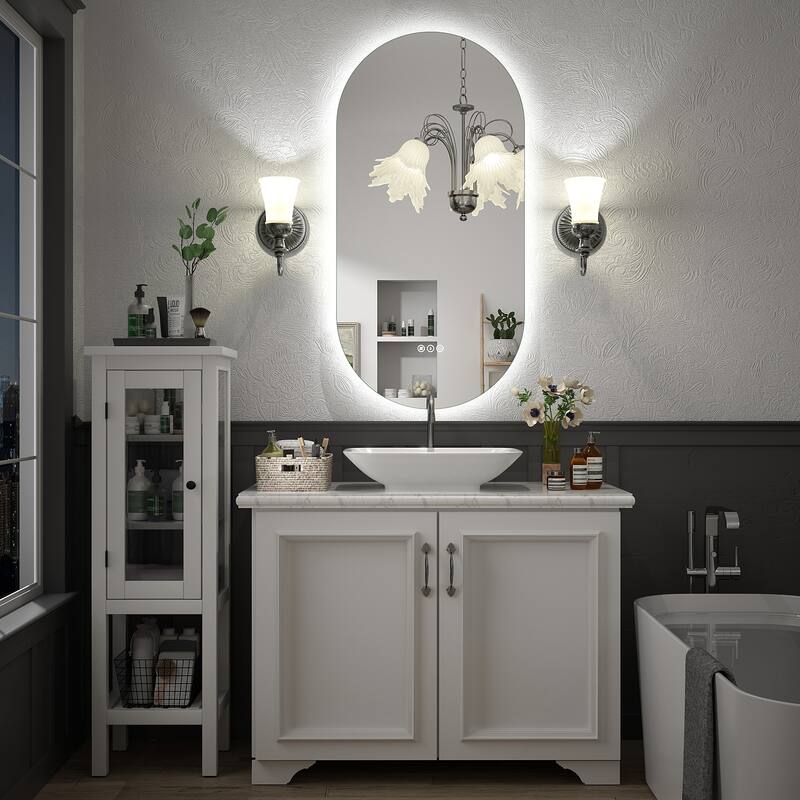 UL Certified Oval LED Lighted Anti-fog Wall Bathroom Vanity Mirror