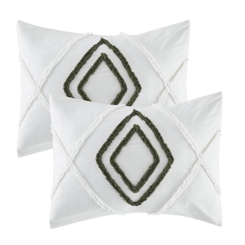 Sweet Jojo Designs Cotton Boho Arrow Boy, Girl, Unisex/Gender Neutral Queen Duvet Cover Bedding Set - Green and Ivory, Farmhouse
