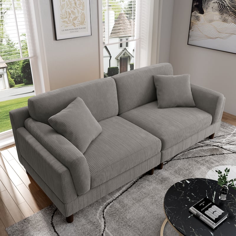 90" Corduroy Sectional Sofa Lounge Sleeper Sofa
