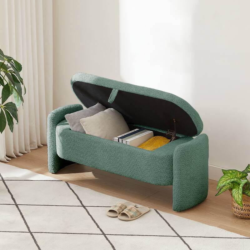 Modern Oval Storage Bench with Large Storage Space