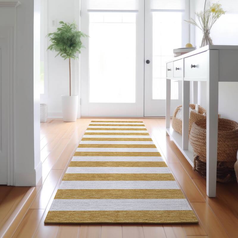 Premium Washable Super Soft Cabana Stripe Mayfield Rug - Gold - 2' 3" x 7' 6" - Runner