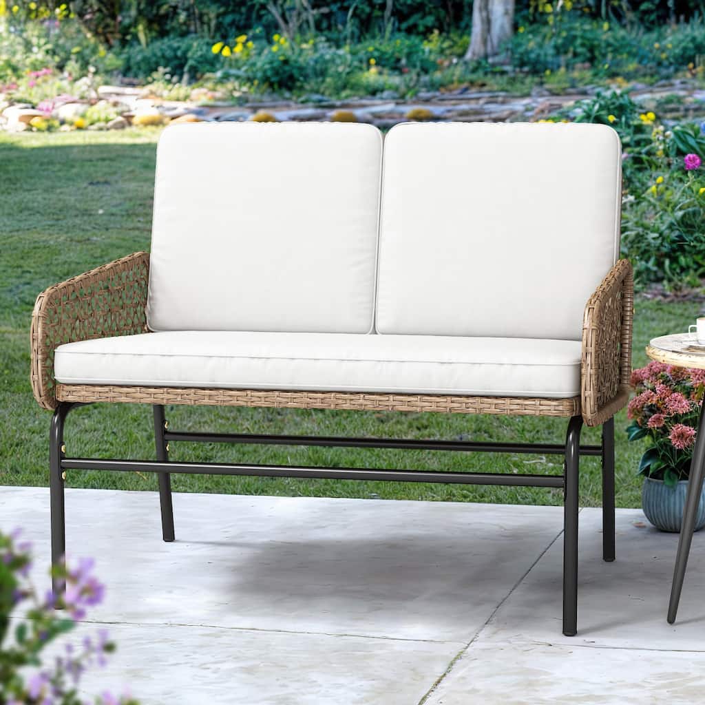 Moasis Patio Wicker Loverseat - 39.4"L x23.6"W x 33.1"H