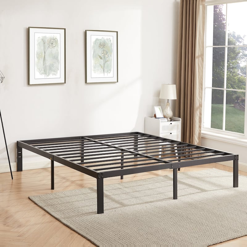 Javlergo 14/16/18 Inch Metal Platform Bed Frame, Heavy Duty Slat Support /No Box Spring Needed