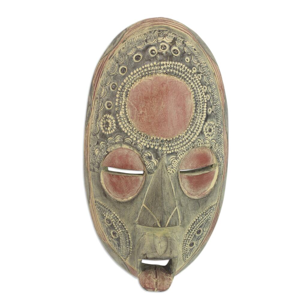 Sese Wood 'Good Thoughts' African Mask (Ghana) - multi