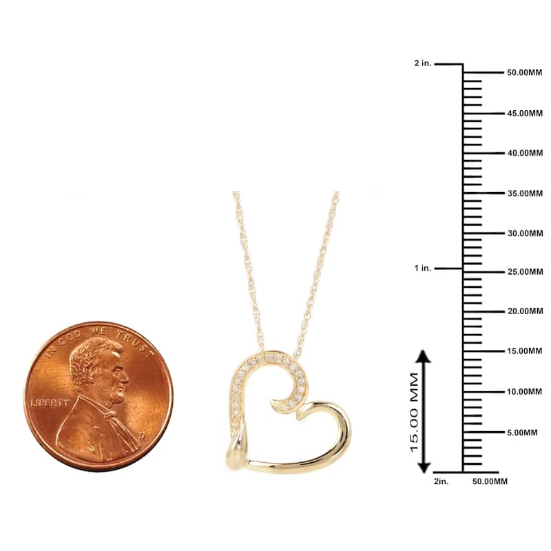 1/20ct TDW Diamond Heart Pendant Necklace in 10K Yellow Gold for Women