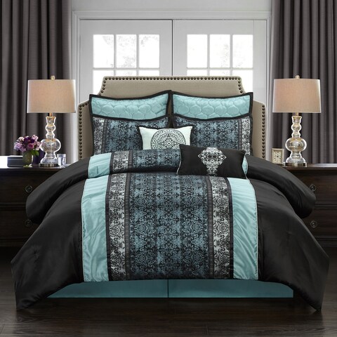 Grand Avenue Sierra Faux Silk Damask 8-Piece Comforter Set