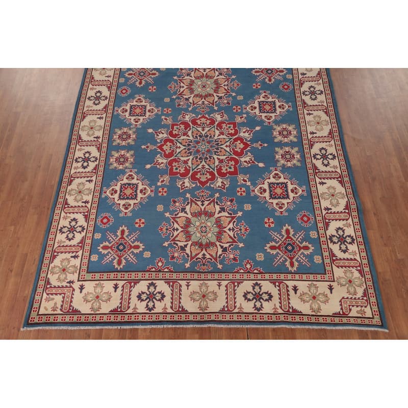 Blue Kazak Oriental Area Rug Handmade Bedroom Wool Carpet - 8'5" x 10'7"